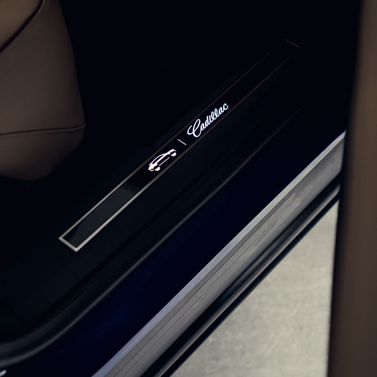 Close-up of the Interior Sill Plate Detail in a Cadillac LYRIQ