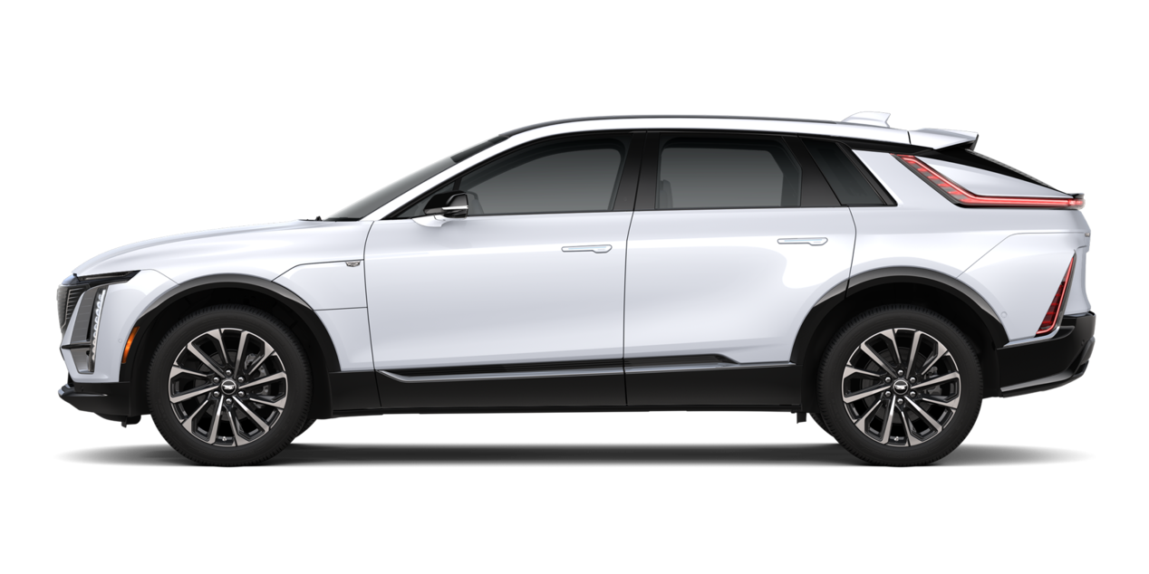 Driver's Side Profile of A Vibrant White 2026 Cadillac LYRIQ Premium Sport Model