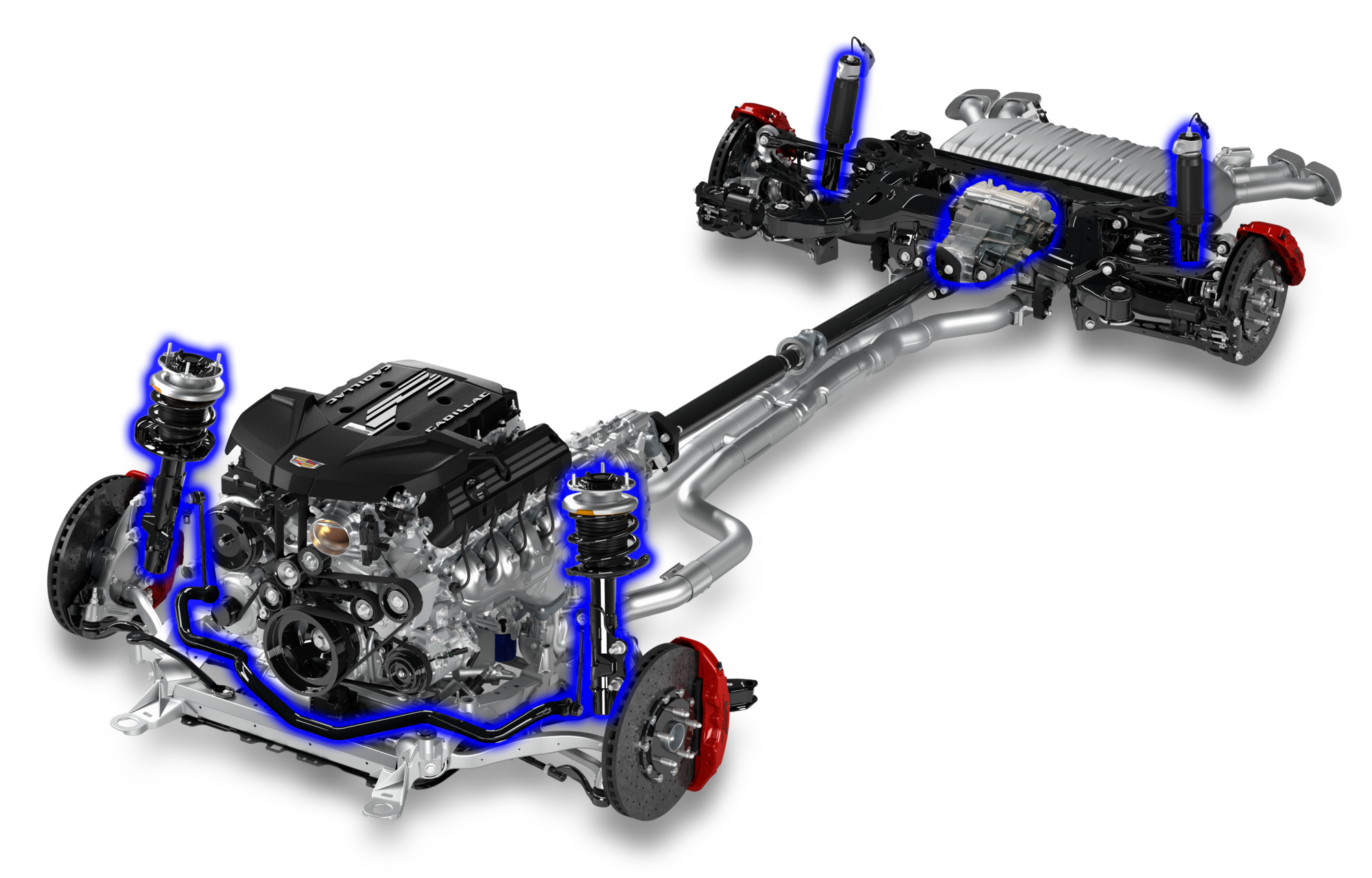 The 2026 CT5-V Precision Package Undercarriage Highlighting the Front and Rear Links Enhanced Handling Tuning