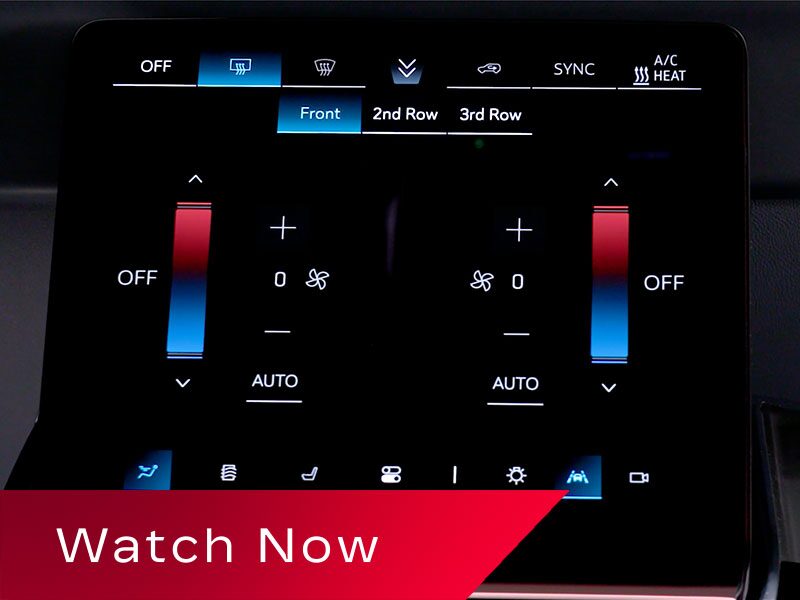 Close-up of the Cadillac Escalade Convenience HVAC Options on the Command Center Control Screen