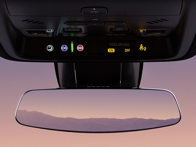 Close-up of the 2026 XT5 Rear View Mirror and Connectivity Controls