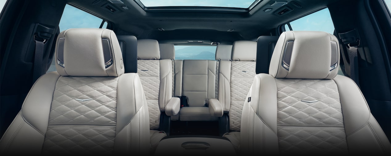 Front Row View of the 2025 Cadillac Escalade's Spacious Three-Row Seating