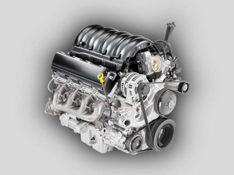 The 2025 Cadillac Escalade Standard V8 Engine on White Background