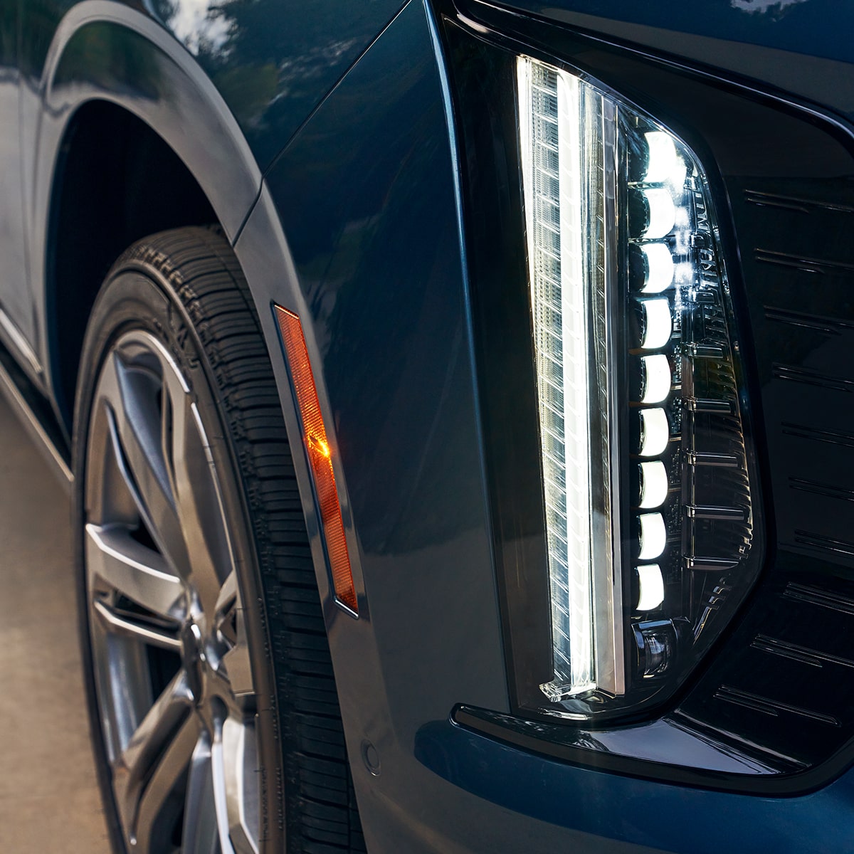 Close-Up of the 2025 Escalade Slimline Exterior LED Headlights