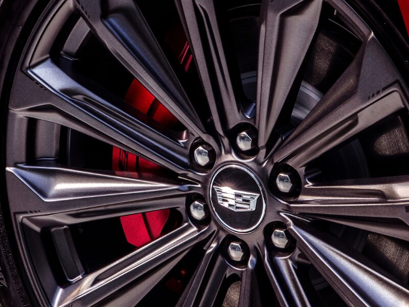 Close-Up of the Brake Caliper Accents in the 2025 Escalade-V Tire