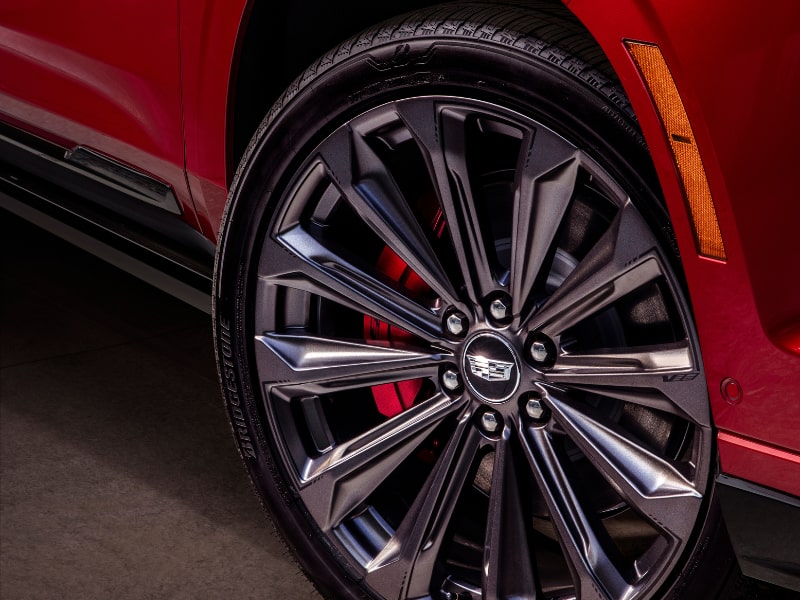Close-Up View of the Brembo Performance Brakes in the 2025 Escalade-V Tire